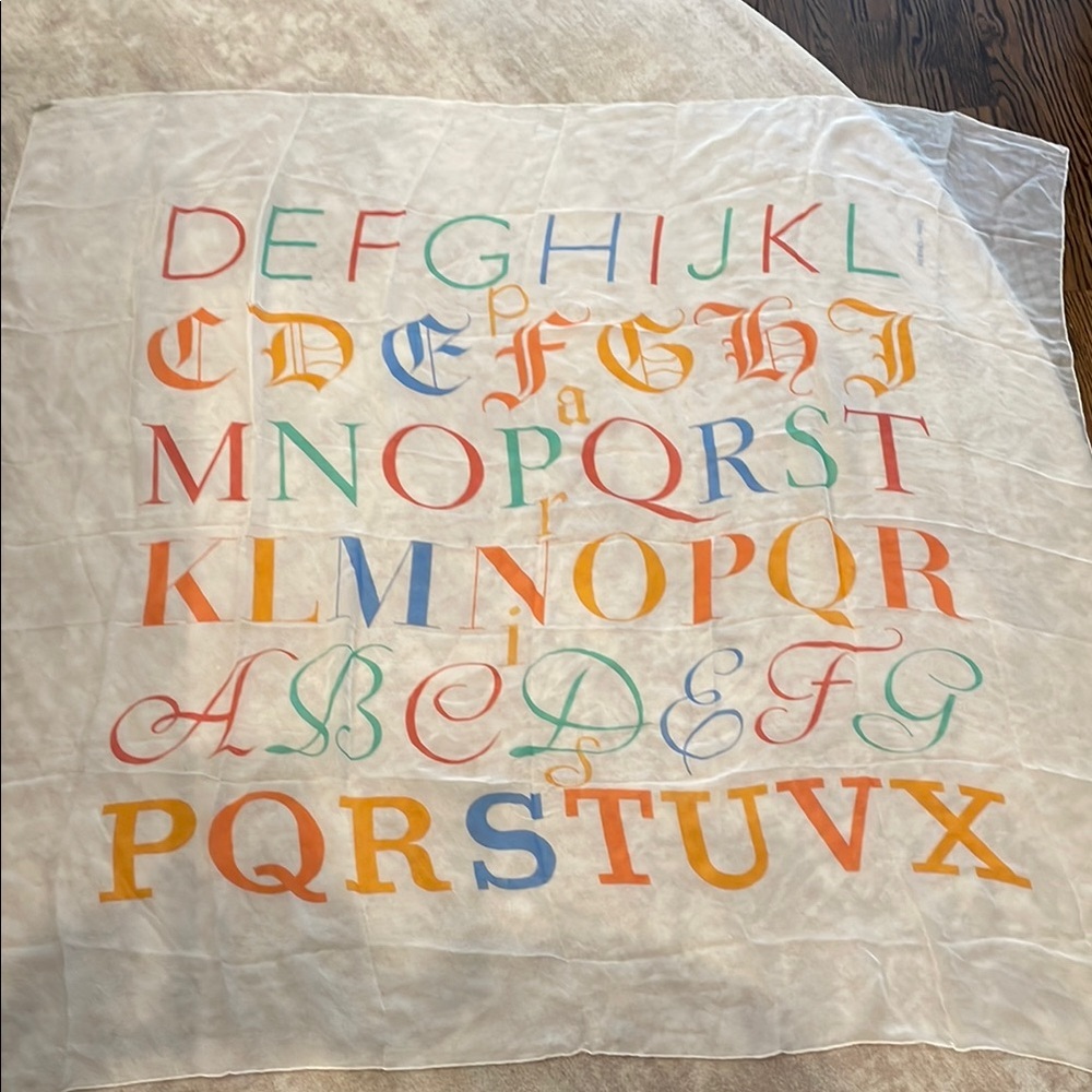 Hermes literature alphabet silk scarf 100% Silk mousseline